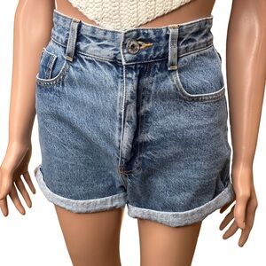 Zara Classic Blue Denim High Rise Cotton Women's Shorts Size 2